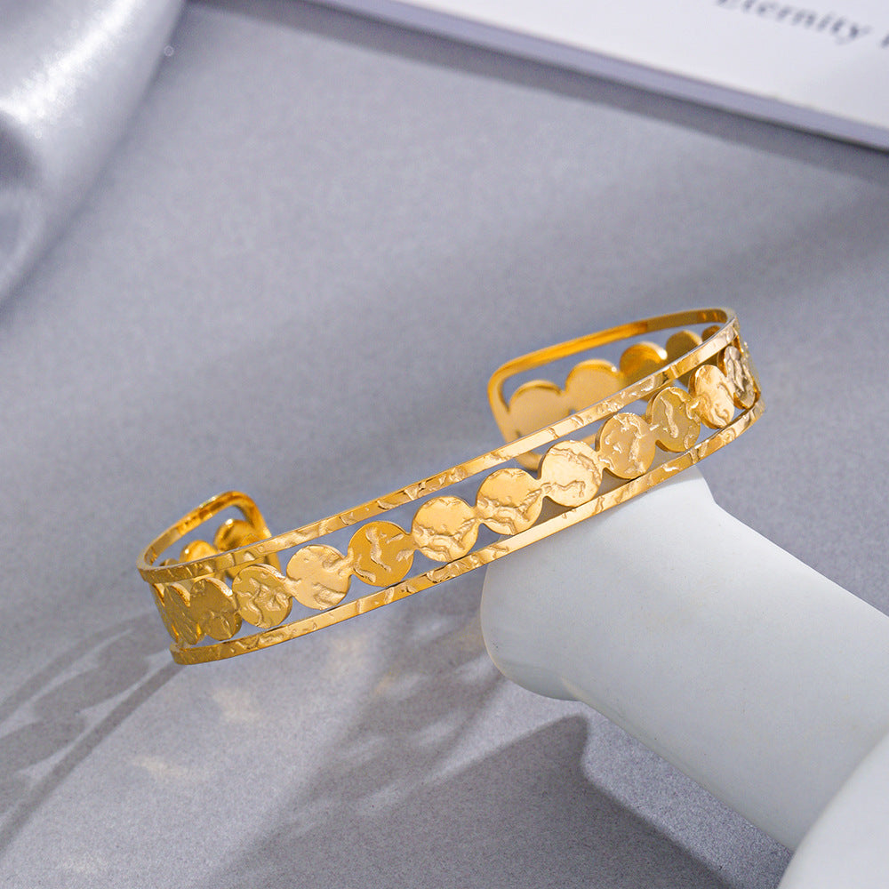 Wholesale 14K gold-plated round 3-layer stainless steel bracelet